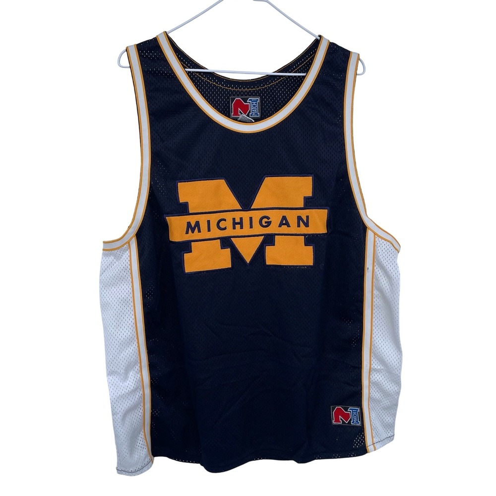 Vintage 90s Michigan Wolverines Basketball Jersey XXL Match 1 Mesh‎ Navy Blue UM